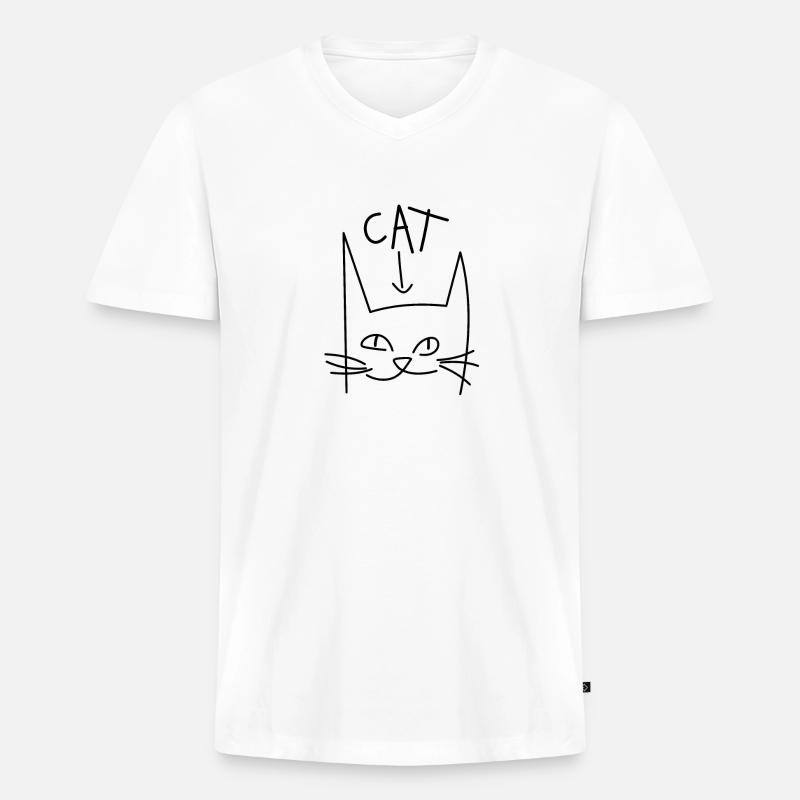 Katze Cat coole Katze - Männer Premium Bio T-Shirt mit V-Ausschnitt - Weiß