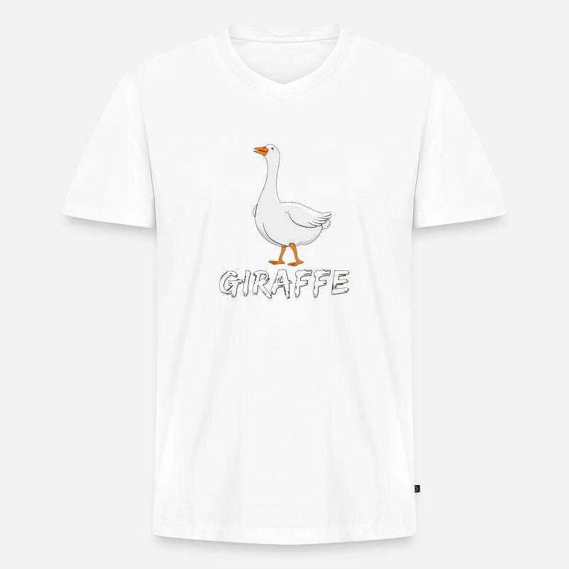 GANS GIRAFFE - Männer Premium Bio T-Shirt mit V-Ausschnitt - Weiß