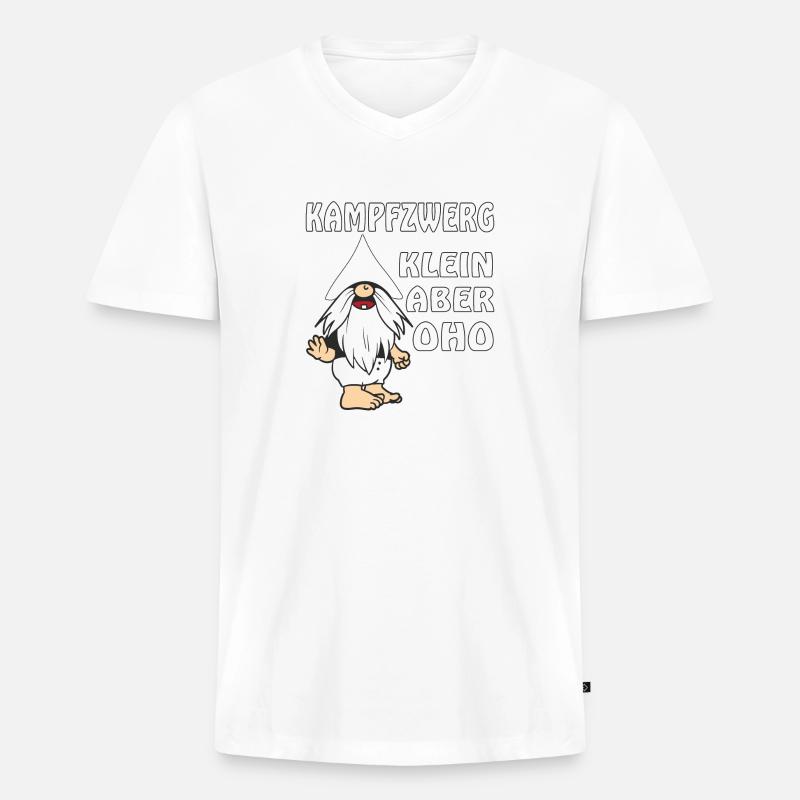 KAMPFZWERG KLEIN ABER OHO - Männer Premium Bio T-Shirt mit V-Ausschnitt - Weiß