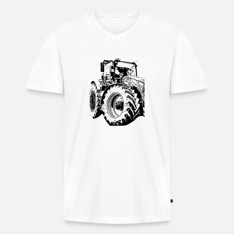 Traktor - Männer Premium Bio T-Shirt mit V-Ausschnitt - Weiß
