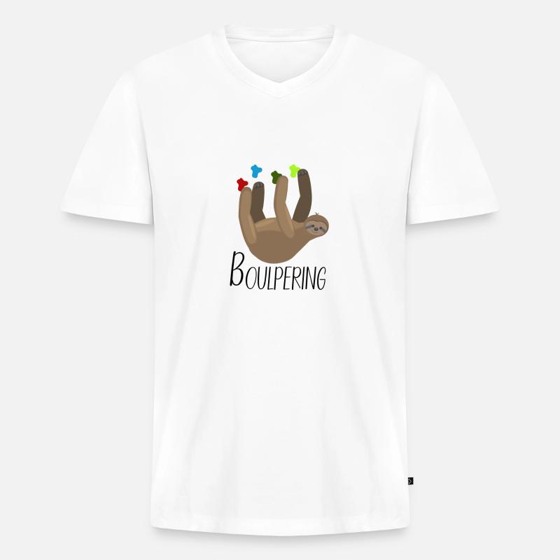 Sloth - Männer Premium Bio T-Shirt mit V-Ausschnitt - Weiß