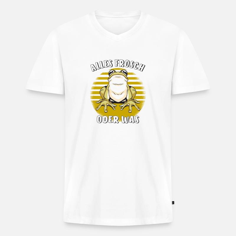 ALLES FROSCH ODER WAS - Männer Premium Bio T-Shirt mit V-Ausschnitt - Weiß