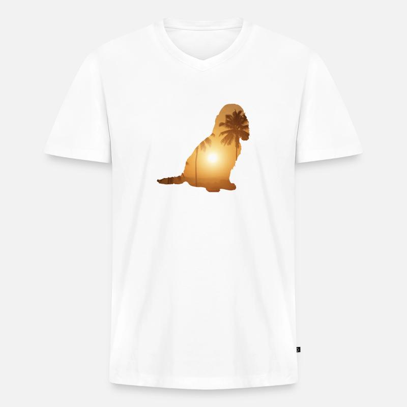 Sommerstrand - Cocker Spaniel - Männer Premium Bio T-Shirt mit V-Ausschnitt - Weiß