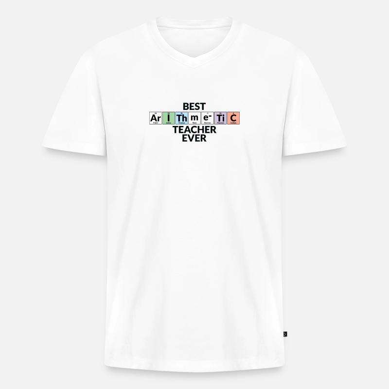 Bester Arithmetiklehrer Aller Zeiten - Männer Premium Bio T-Shirt mit V-Ausschnitt - Weiß