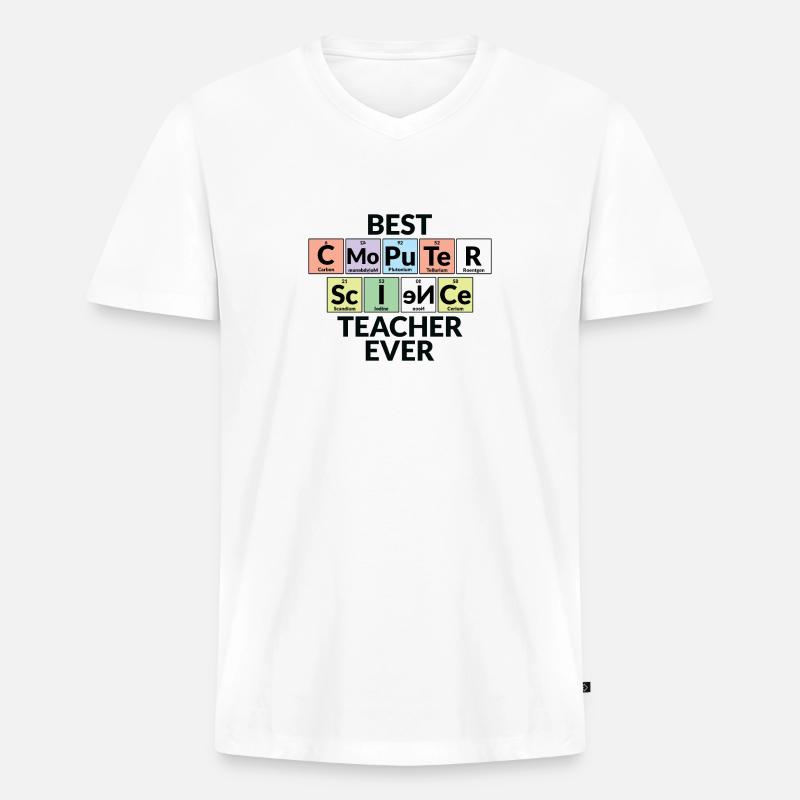 Bester Informatiklehrer Aller Zeiten - Männer Premium Bio T-Shirt mit V-Ausschnitt - Weiß