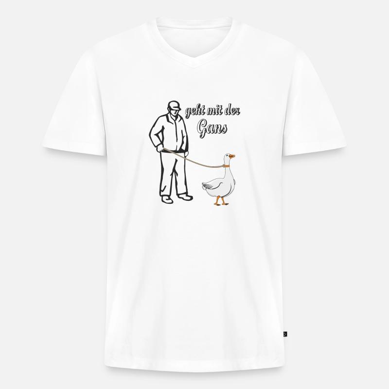 GEHT MIT DER GANS - Männer Premium Bio T-Shirt mit V-Ausschnitt - Weiß