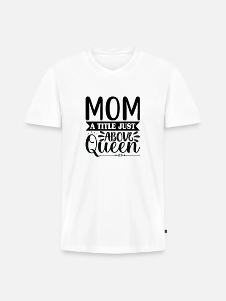 Mama Königin - Männer Premium Bio T-Shirt mit V-Ausschnitt - Weiß