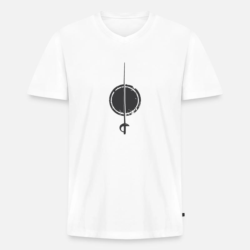 Fechten Épée - Männer Premium Bio T-Shirt mit V-Ausschnitt - Weiß