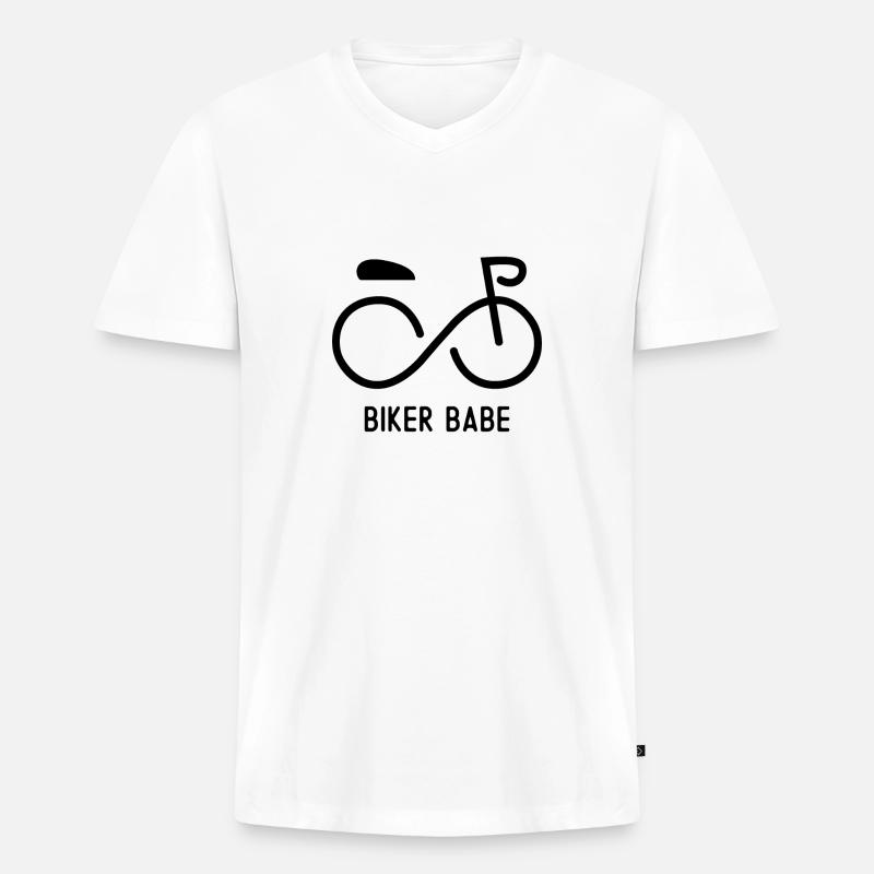 Biker Babe - Männer Premium Bio T-Shirt mit V-Ausschnitt - Weiß