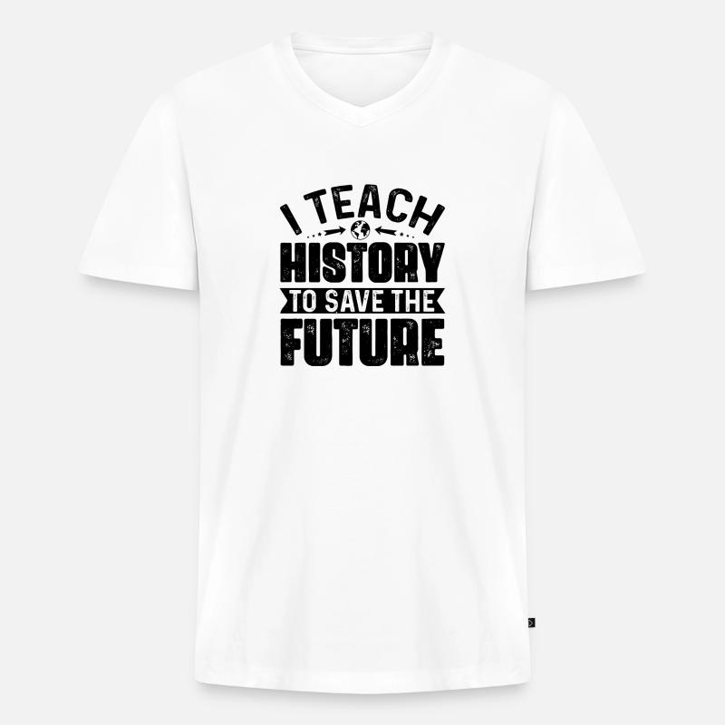 Geschichtslehrer Geschichtslehrer Held - Männer Premium Bio T-Shirt mit V-Ausschnitt - Weiß