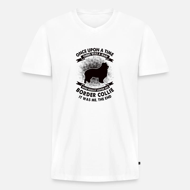 Es War Einmal - Border-Collie - Männer Premium Bio T-Shirt mit V-Ausschnitt - Weiß