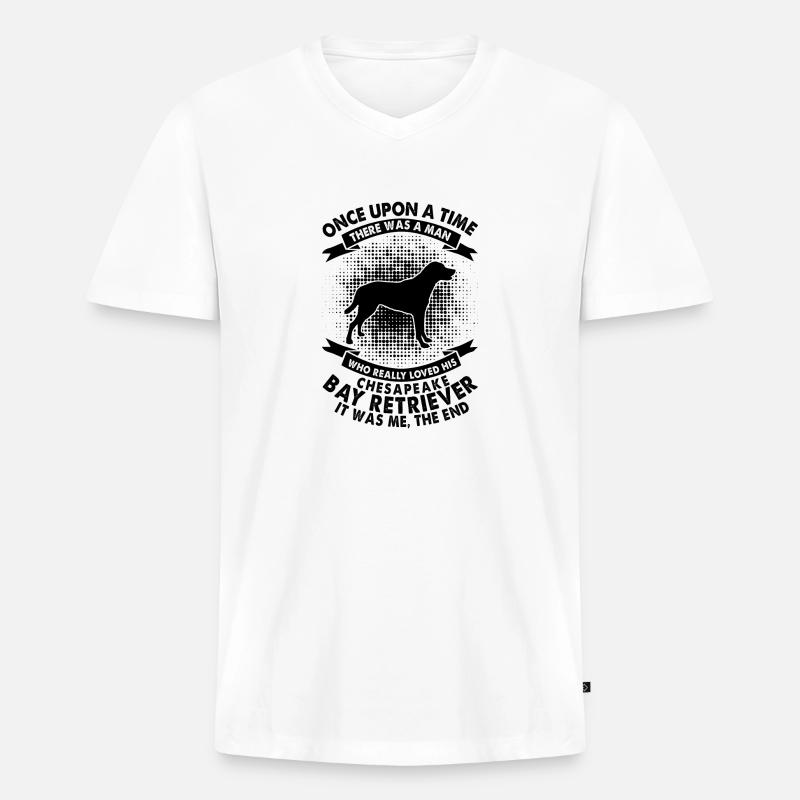 Einmal - Chesapeake Retriever - Männer Premium Bio T-Shirt mit V-Ausschnitt - Weiß