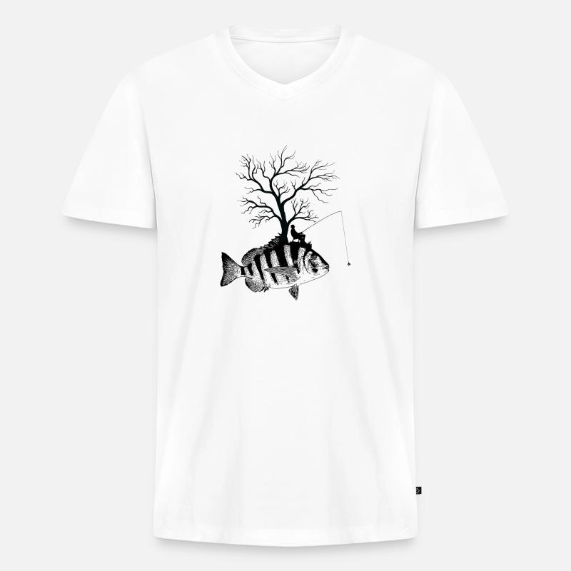 Grafikbaum - Fischschäferkopf - Männer Premium Bio T-Shirt mit V-Ausschnitt - Weiß