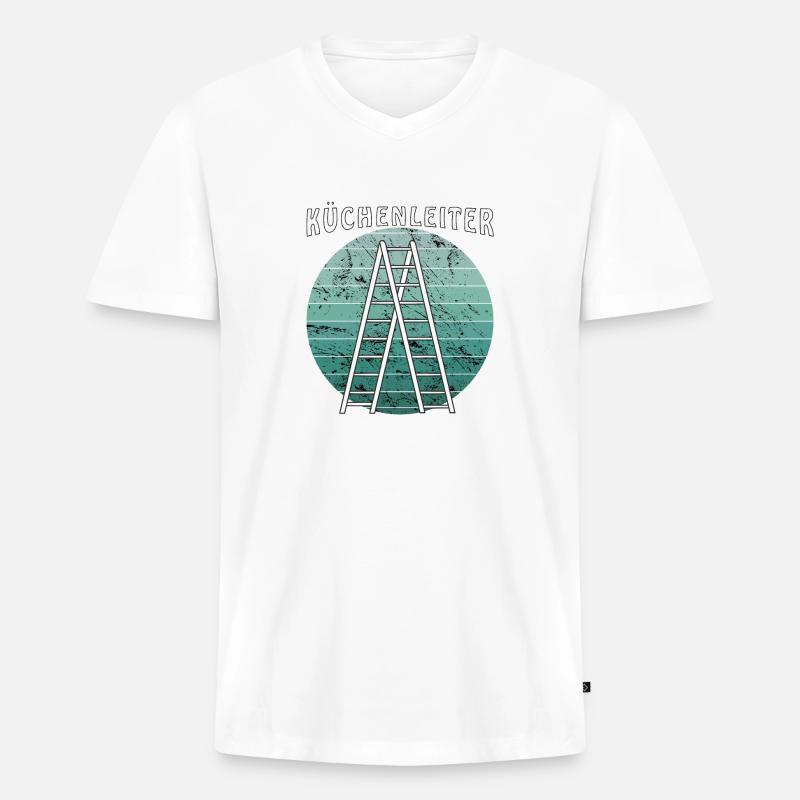 KÜCHENLEITER - Männer Premium Bio T-Shirt mit V-Ausschnitt - Weiß