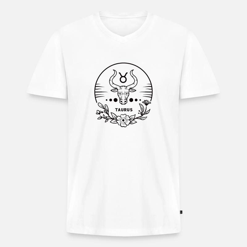 Stier Sternzeichen Horoskop Geschenk - Männer Premium Bio T-Shirt mit V-Ausschnitt - Weiß