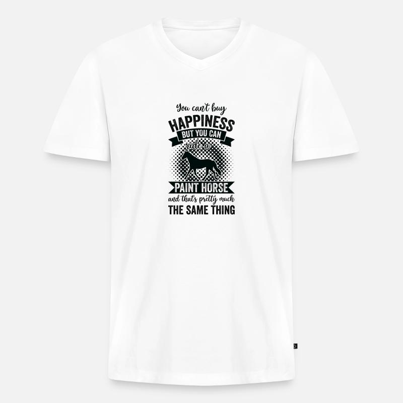 Reiten - Farbe Pferd - Männer Premium Bio T-Shirt mit V-Ausschnitt - Weiß