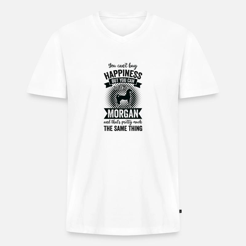 Reiten - Morgan Pferd - Männer Premium Bio T-Shirt mit V-Ausschnitt - Weiß