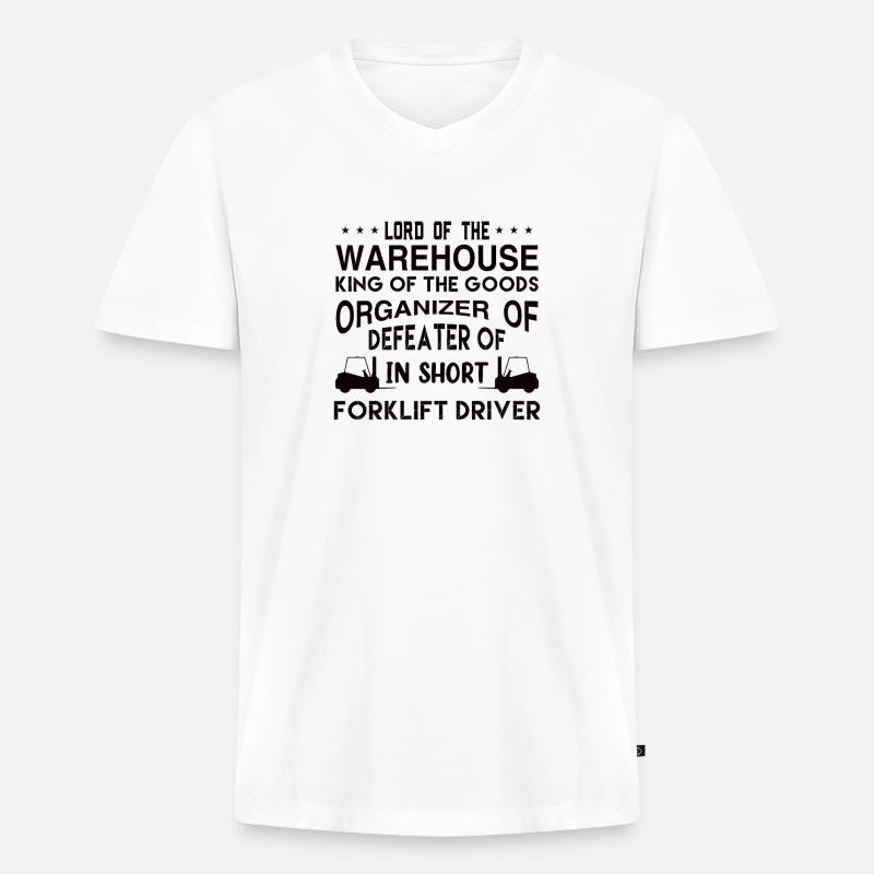 Lagerist Gabelstapler Staplerfahrer - Männer Premium Bio T-Shirt mit V-Ausschnitt - Weiß
