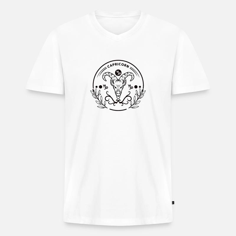 Steinbock Sternzeichen Horoskop Astrologie - Männer Premium Bio T-Shirt mit V-Ausschnitt - Weiß