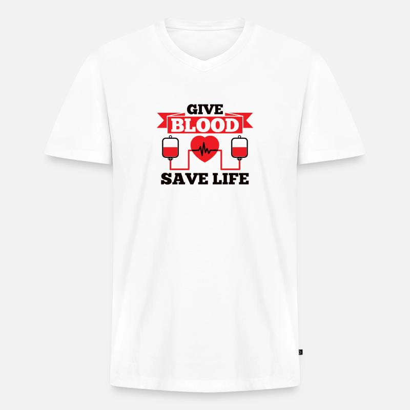 Blutspende Blutspenden Blutspender - Männer Premium Bio T-Shirt mit V-Ausschnitt - Weiß