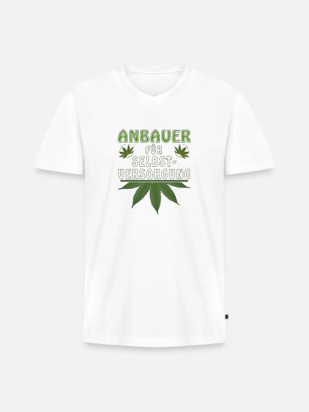 ANBAUER FÜR SELBSTVERSORGUNG - Männer Premium Bio T-Shirt mit V-Ausschnitt - Weiß