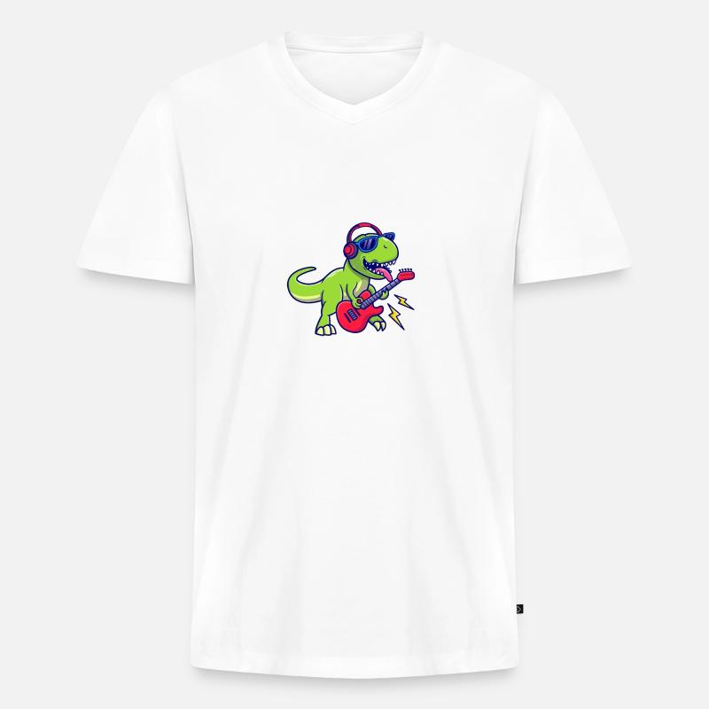 Dinosaur makes everything Possible - Männer Premium Bio T-Shirt mit V-Ausschnitt - Weiß