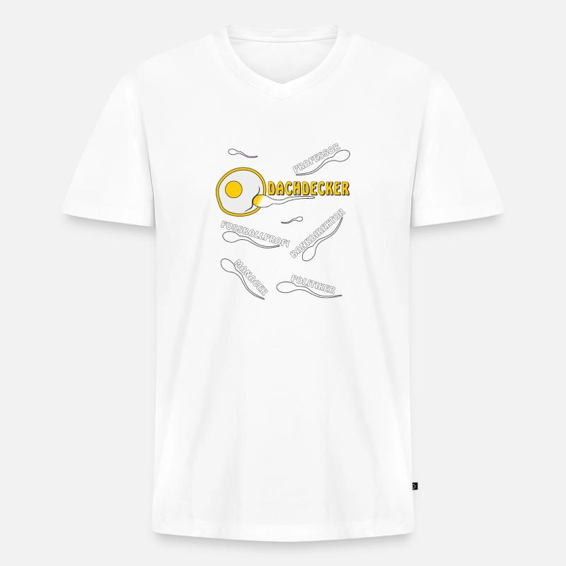 DACHDECKER - Männer Premium Bio T-Shirt mit V-Ausschnitt - Weiß