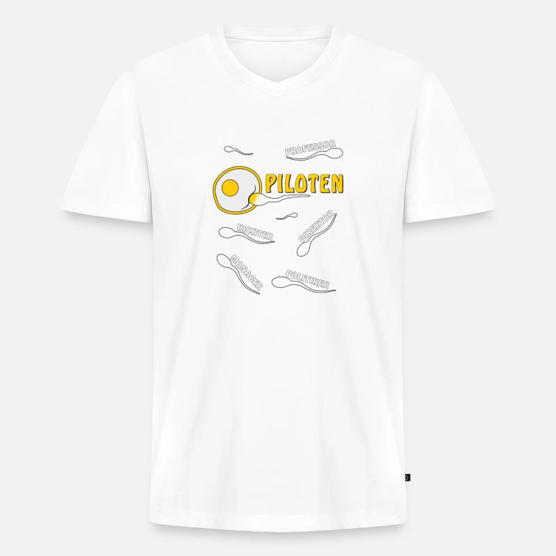 PILOTEN - Männer Premium Bio T-Shirt mit V-Ausschnitt - Weiß