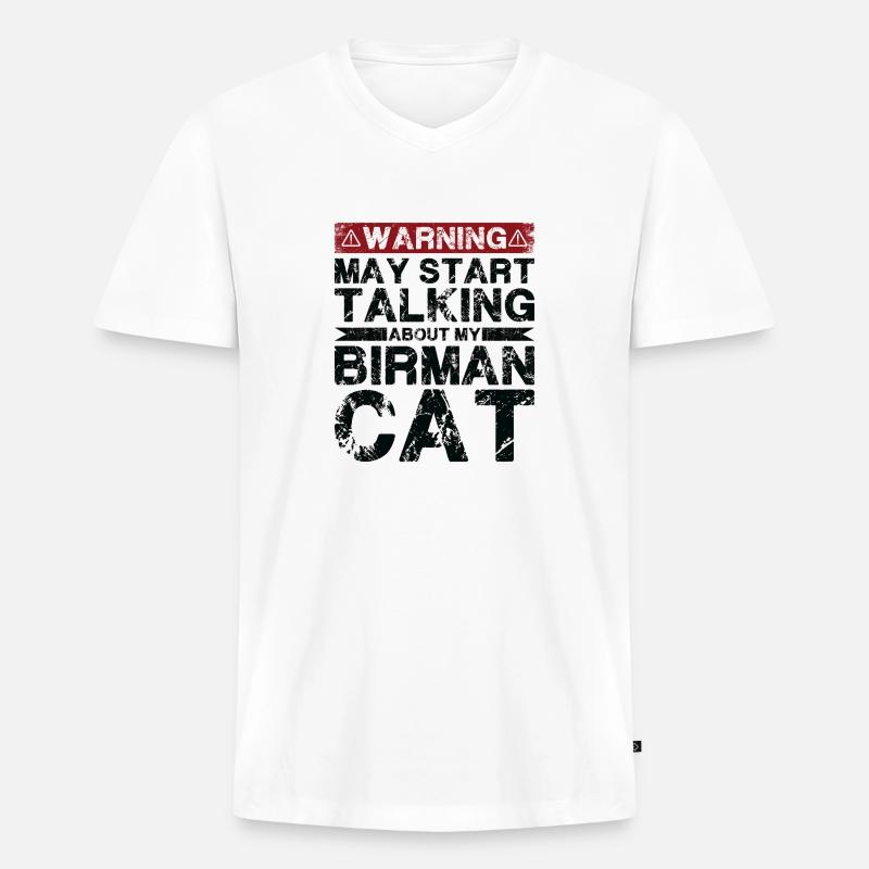 Apropos Birma-Katze - Männer Premium Bio T-Shirt mit V-Ausschnitt - Weiß