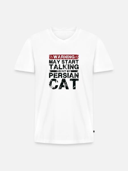 Apropos Perserkatze - Männer Premium Bio T-Shirt mit V-Ausschnitt - Weiß