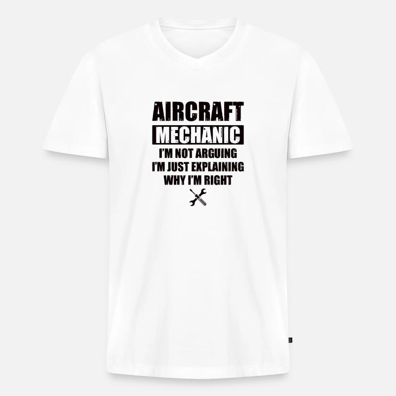 Flugzeugmechaniker Mechnaiker Held Flugzeug - Männer Premium Bio T-Shirt mit V-Ausschnitt - Weiß