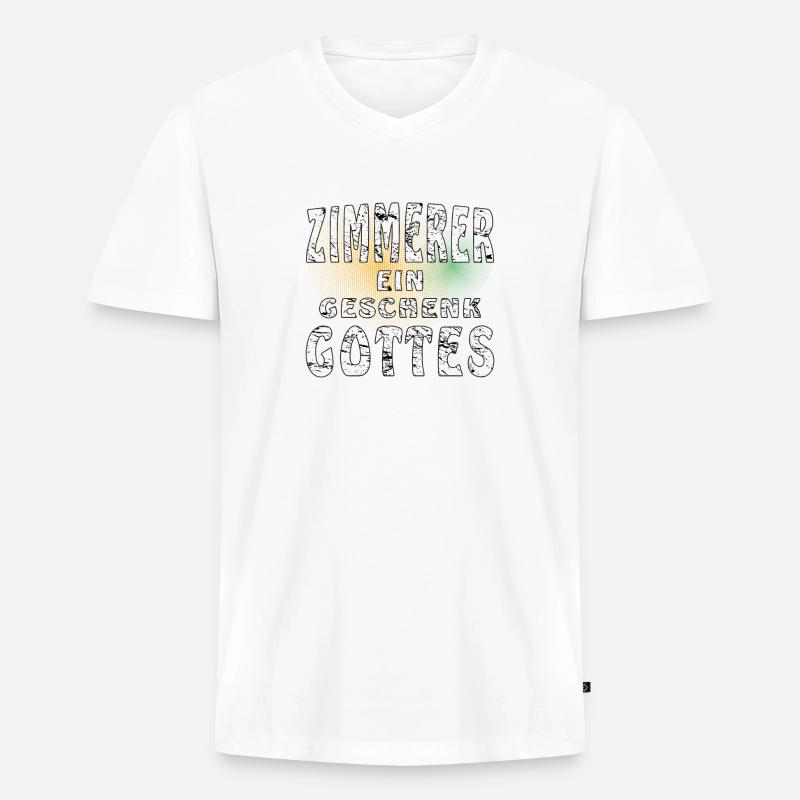 ZIMMERER EIN GESCHENK GOTTES - Männer Premium Bio T-Shirt mit V-Ausschnitt - Weiß