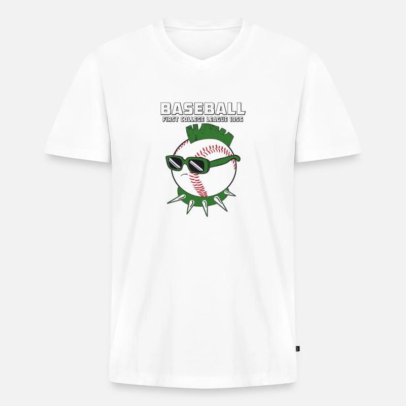 BASEBALL - Männer Premium Bio T-Shirt mit V-Ausschnitt - Weiß