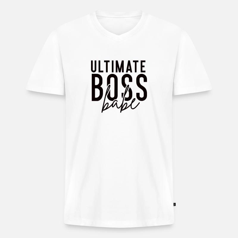 Mama Ehefrau Chef - Männer Premium Bio T-Shirt mit V-Ausschnitt - Weiß