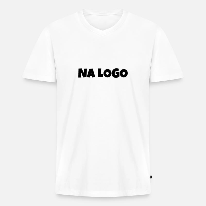 Na Logo - Männer Premium Bio T-Shirt mit V-Ausschnitt - Weiß