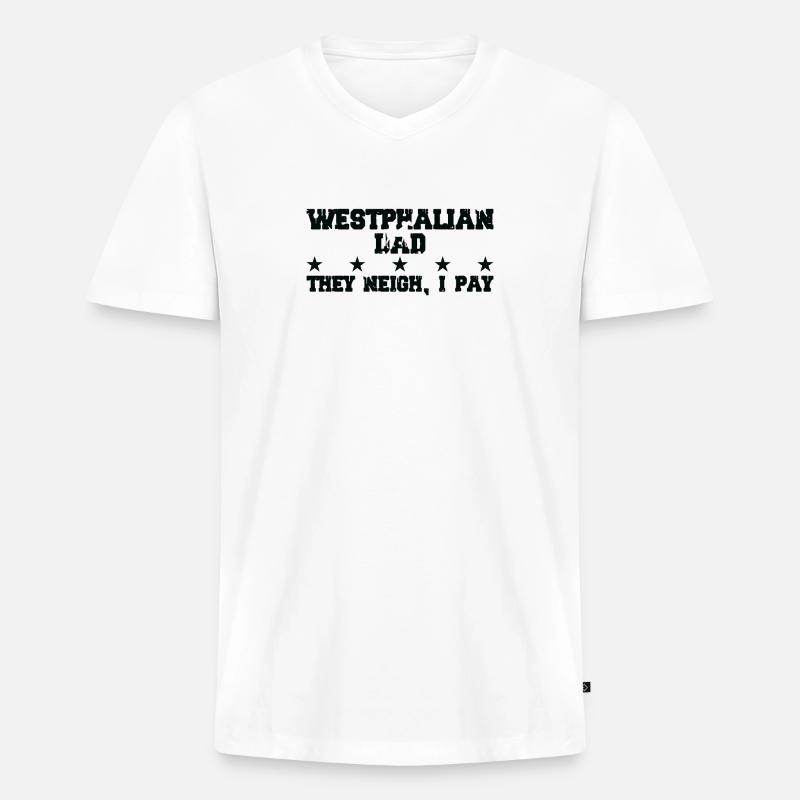 Pferdedad - Westfalianer - Männer Premium Bio T-Shirt mit V-Ausschnitt - Weiß