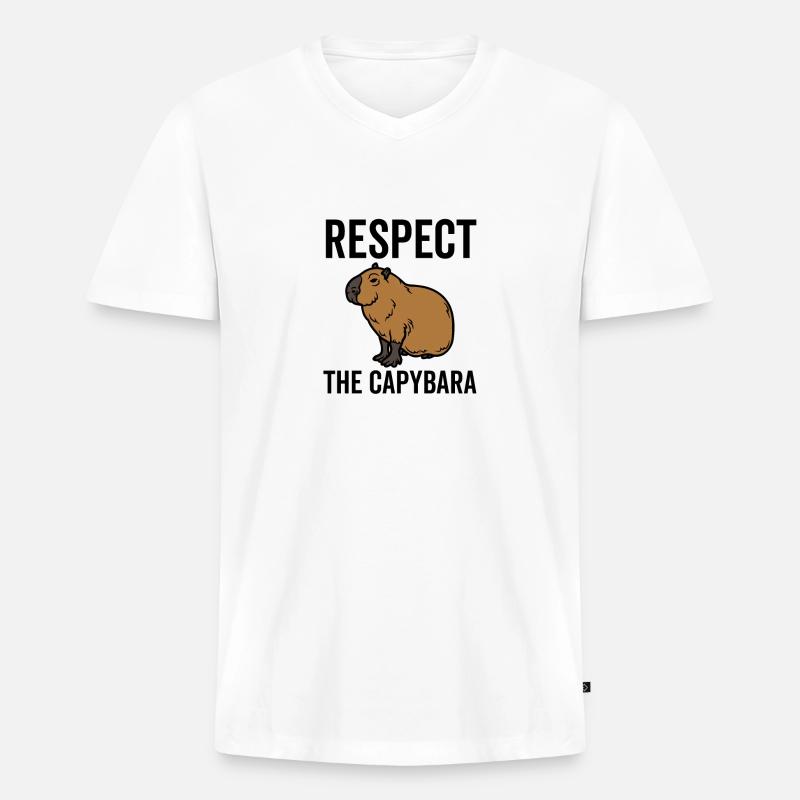 Respektiere das Capybara - Männer Premium Bio T-Shirt mit V-Ausschnitt - Weiß