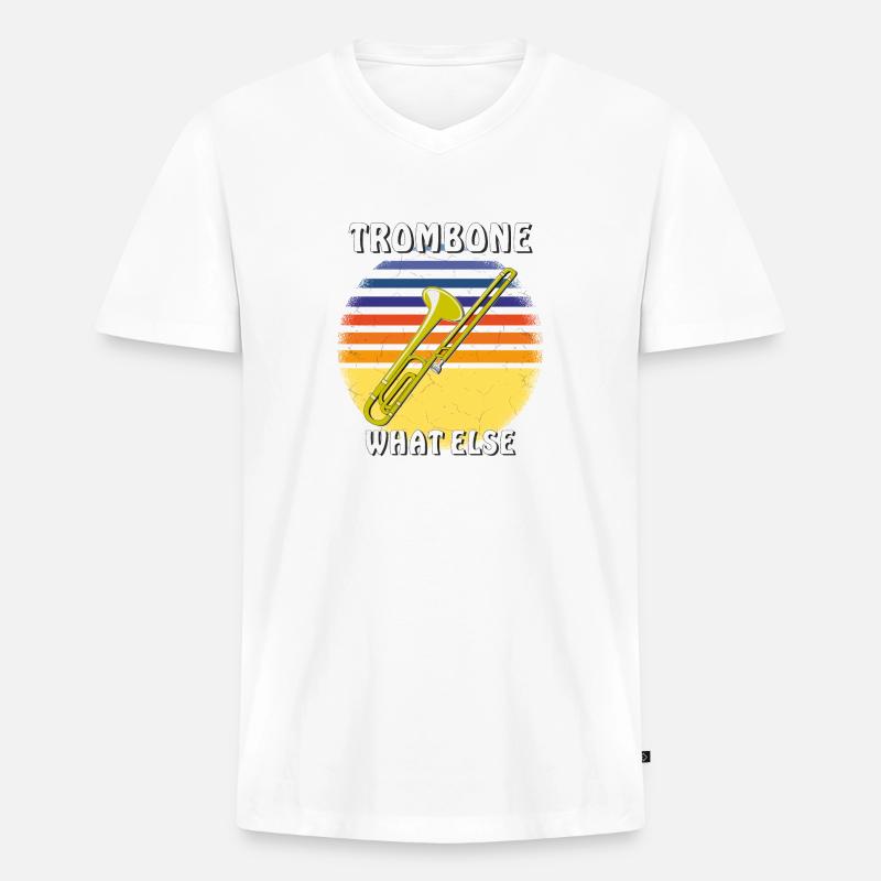 TROMBONE WHAT ELSE - Männer Premium Bio T-Shirt mit V-Ausschnitt - Weiß