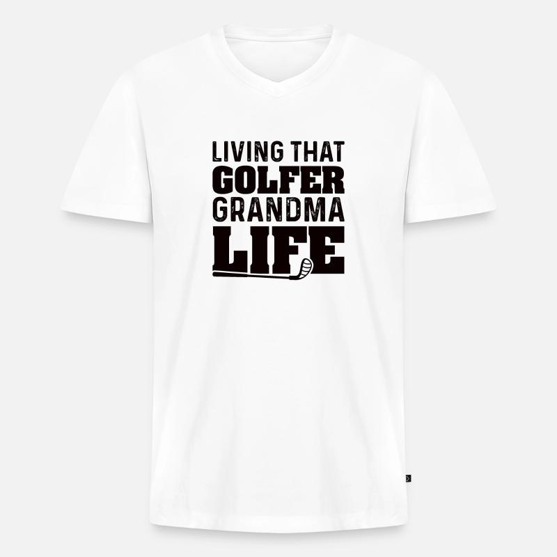 Die Golf Oma Grossmutter - Männer Premium Bio T-Shirt mit V-Ausschnitt - Weiß