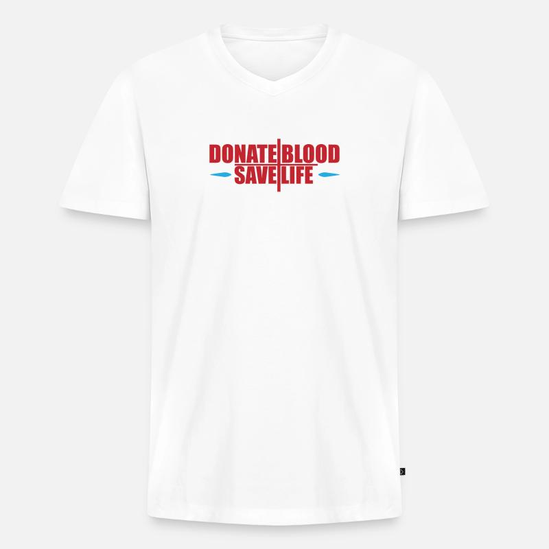 Blutspende Blutspenden Blutspender - Männer Premium Bio T-Shirt mit V-Ausschnitt - Weiß