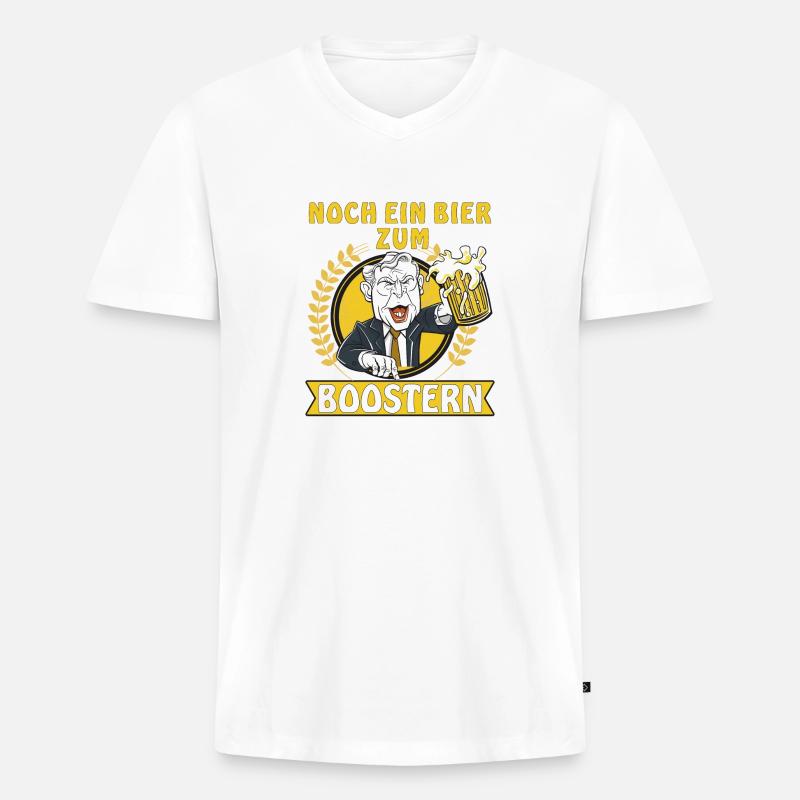 NOCH EIN BIER ZUM BOOSTERN - Männer Premium Bio T-Shirt mit V-Ausschnitt - Weiß