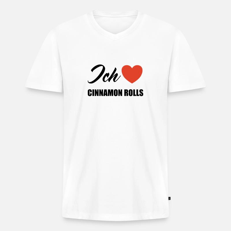 Ich liebe Cinnamon rolls - Männer Premium Bio T-Shirt mit V-Ausschnitt - Weiß