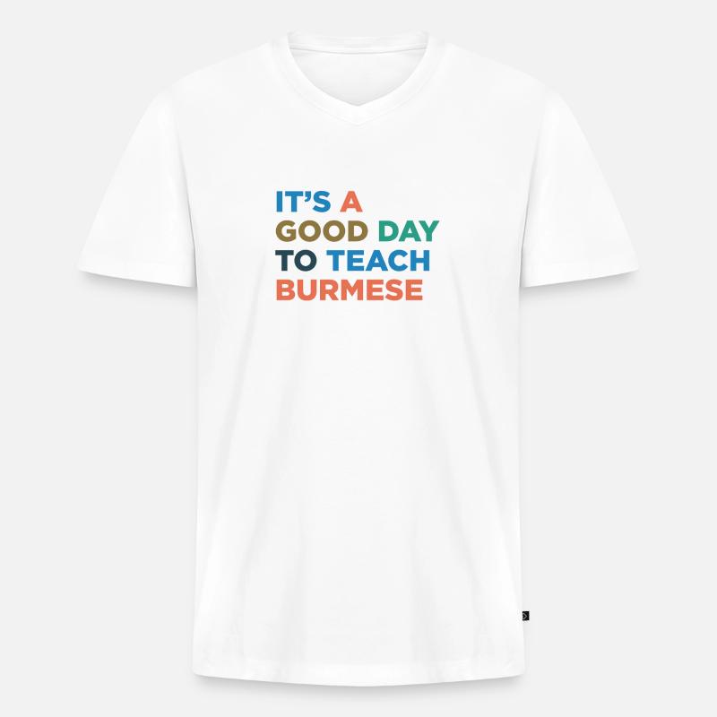 Lehren Sie Den Birmanischen Lehrer - Männer Premium Bio T-Shirt mit V-Ausschnitt - Weiß