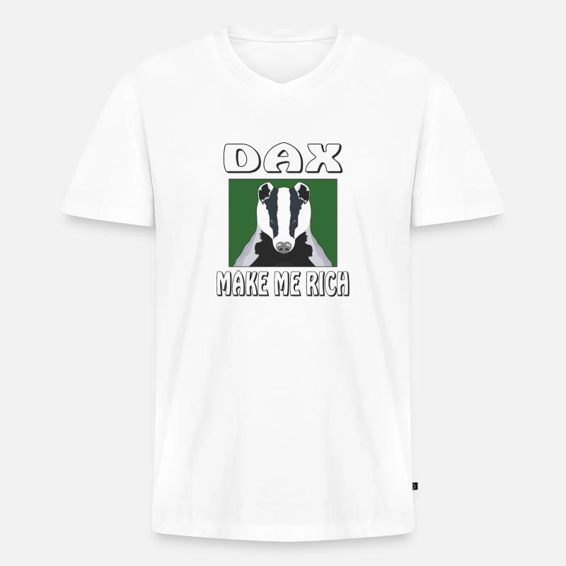 DAX MAKE ME RICH - Männer Premium Bio T-Shirt mit V-Ausschnitt - Weiß