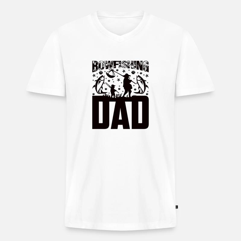 Bogenfischer Bogenfischen Bogenangeln Vater Papa - Männer Premium Bio T-Shirt mit V-Ausschnitt - Weiß