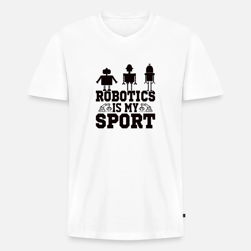 Roboter Programmierer Automatisierungstechniker - Männer Premium Bio T-Shirt mit V-Ausschnitt - Weiß