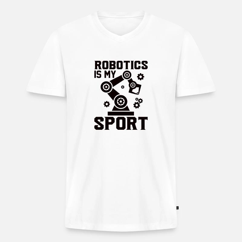 Roboter Programmierer Automatisierungstechniker - Männer Premium Bio T-Shirt mit V-Ausschnitt - Weiß