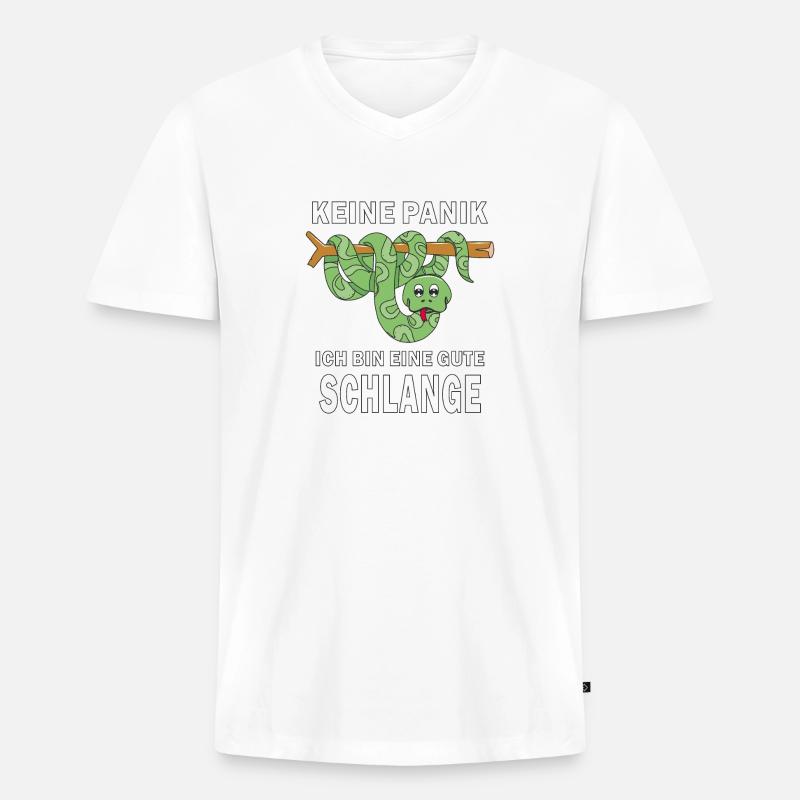 BIN EINE GUTE SCHLANGE - Männer Premium Bio T-Shirt mit V-Ausschnitt - Weiß