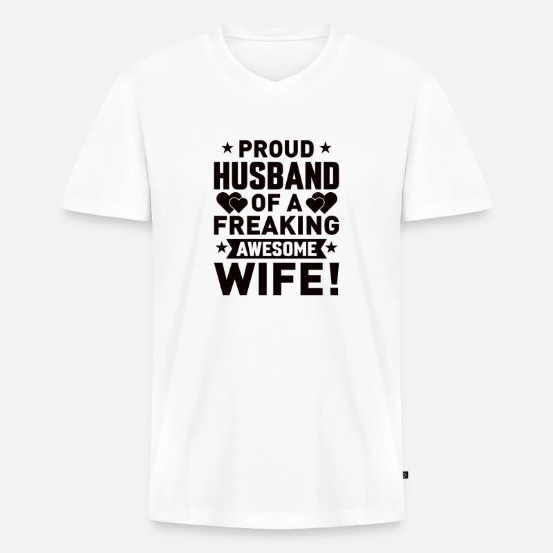 Beste Ehefrau - Männer Premium Bio T-Shirt mit V-Ausschnitt - Weiß