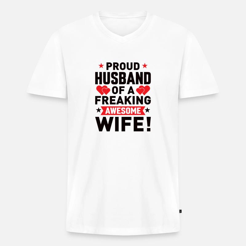 Beste Ehefrau - Männer Premium Bio T-Shirt mit V-Ausschnitt - Weiß